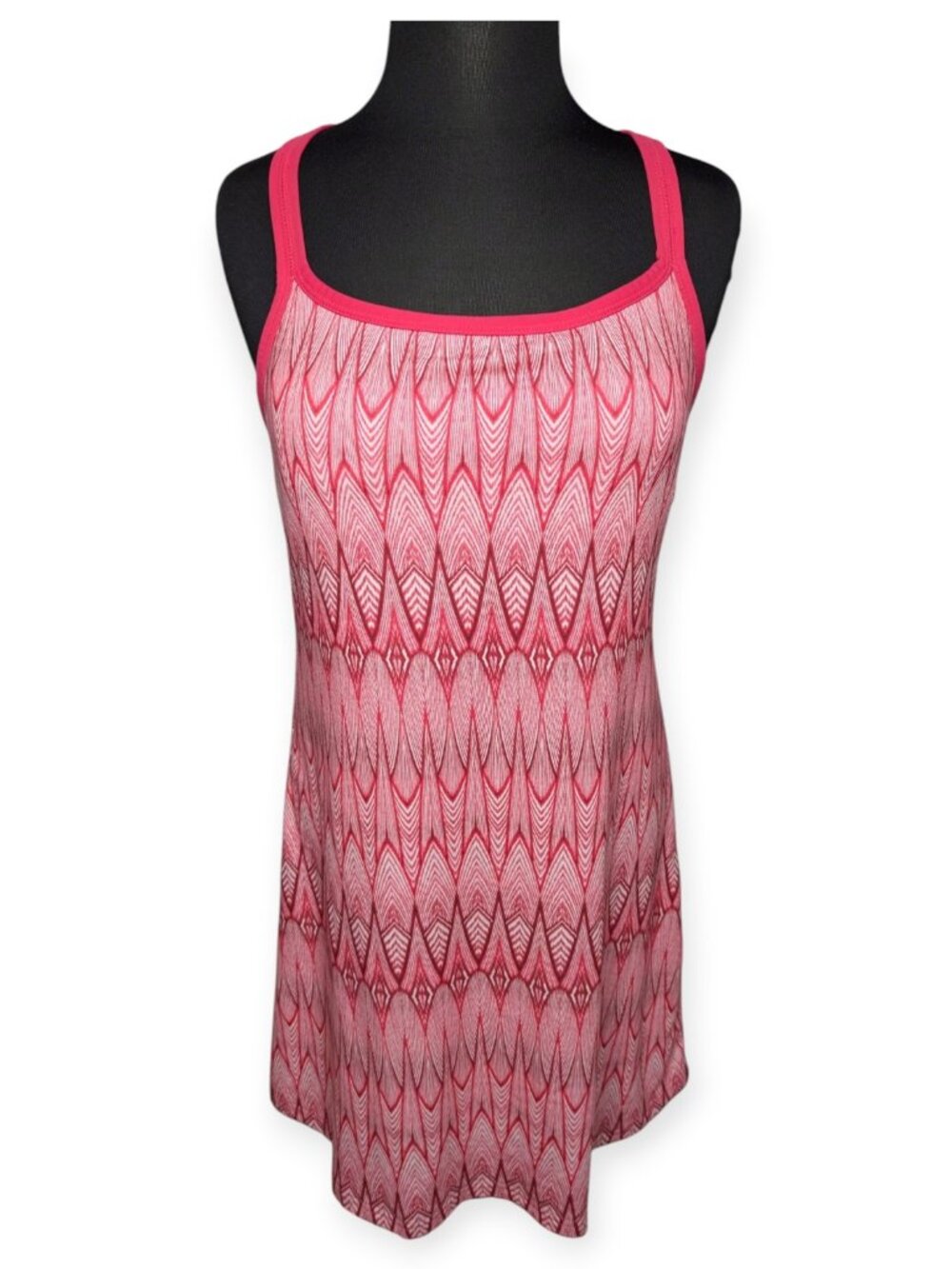 Prana Pink Patterned Sleeveless Tank Dress w/Shelf Bra Womens Size Medium